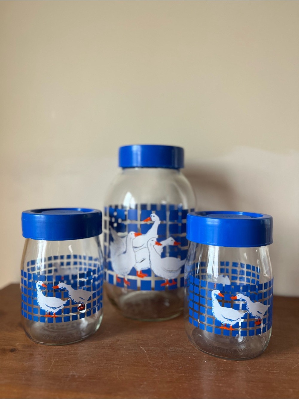 Carlton 1982 Goose Glass Jars - Set of 3